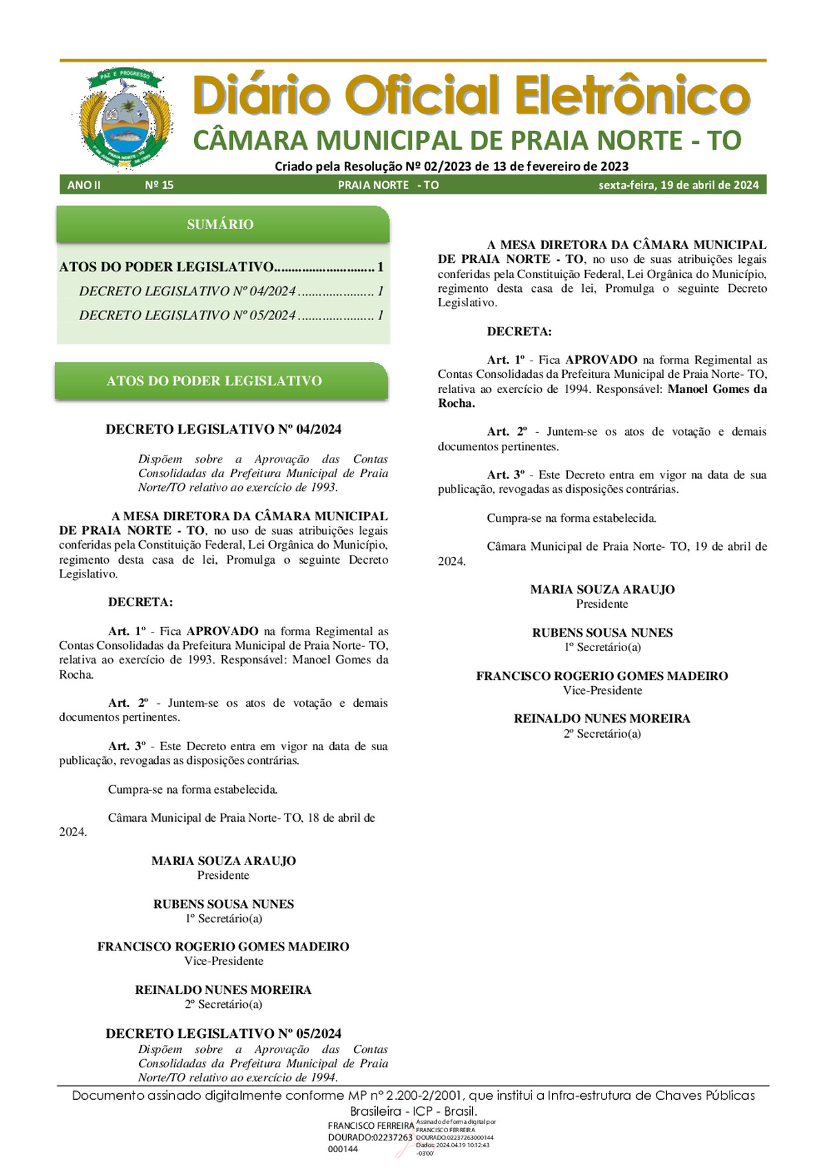 Diário Oficial - Edição 015