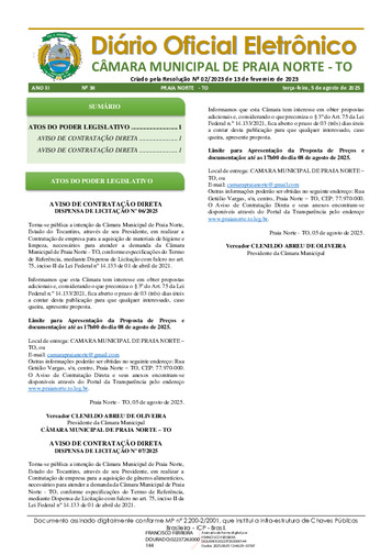 Diário Oficial - Edição 038