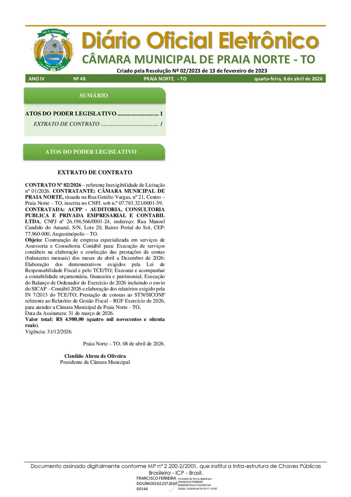 Diário Oficial N° 48