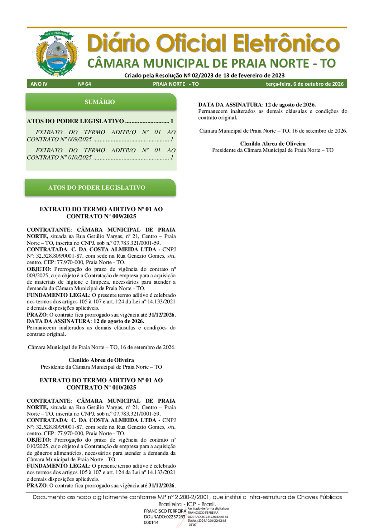 Diário Oficial N° 64